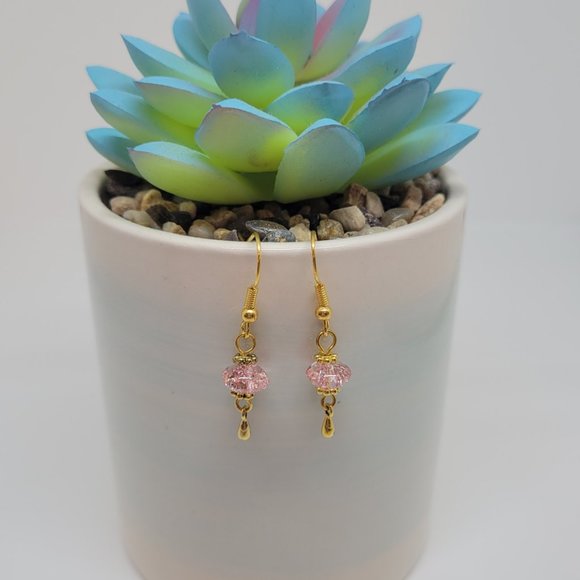 5 Piece Set - Gold plated mixed color crackled glass bracelet and 4 sets of earr - Picture 7 of 8